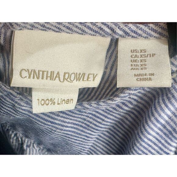 Cynthia Rowley size XS blue/white 100% linen dress - Picture 6 of 8